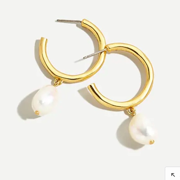 J. Crew Hammered Hoop Freshwater Pearl Earrings